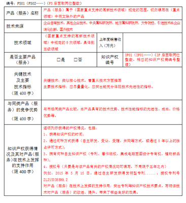 高新技术企业认定中PS表怎么填?